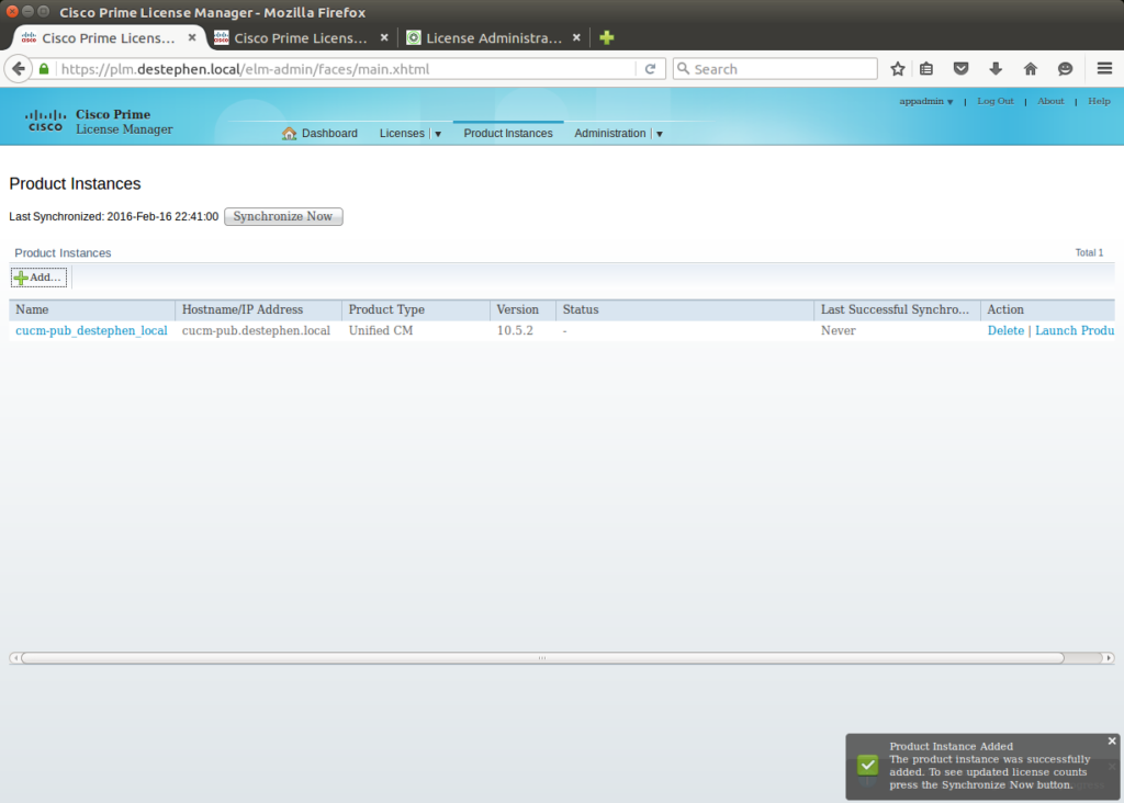 Successful Product Instance Addition