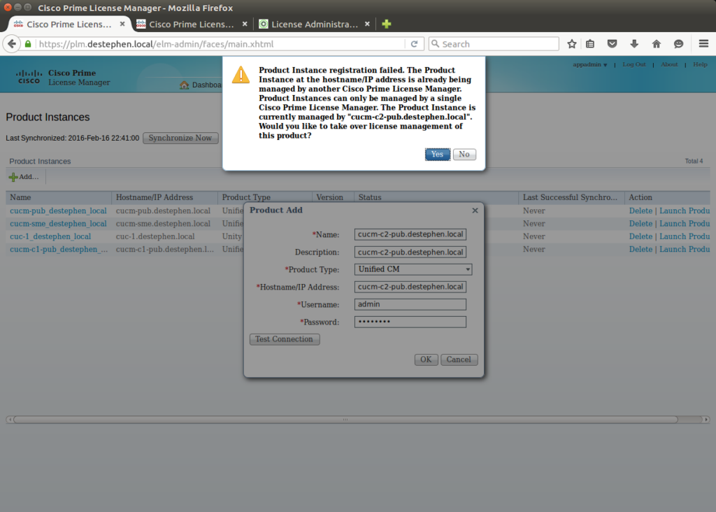 Product Instance Warning
