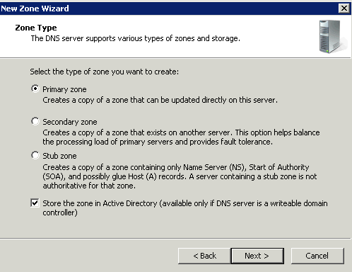 Adding a new Reverse Lookup Zone