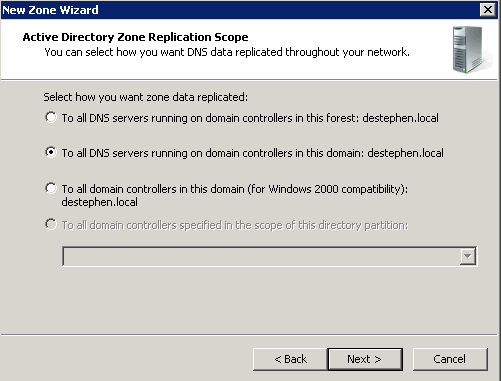 Adding a new Reverse Lookup Zone