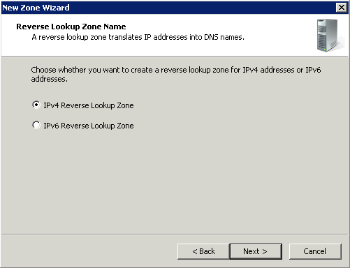 Adding a new Reverse Lookup Zone