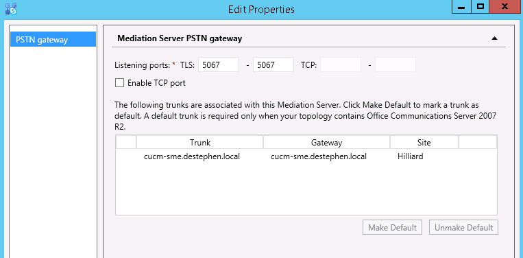 Mediation Server Configuration