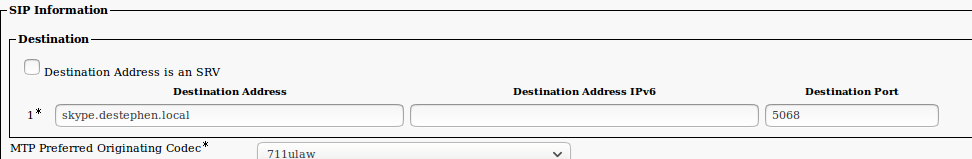 SIP Trunk Configuration
