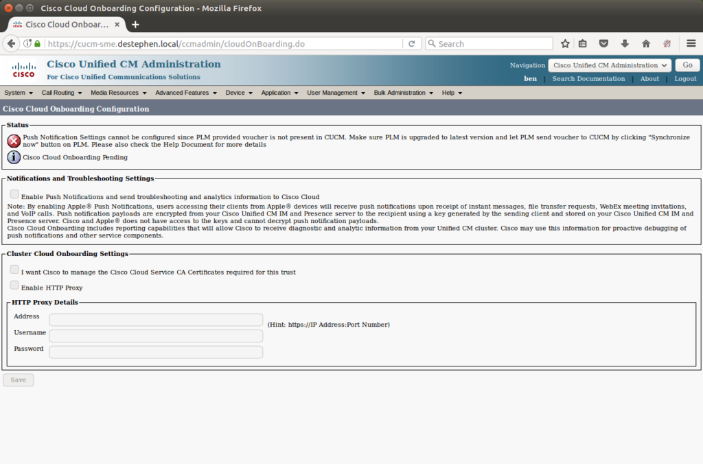 Cisco Cloud Onboarding Error