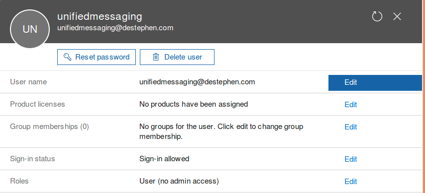 Office 365 UM Account