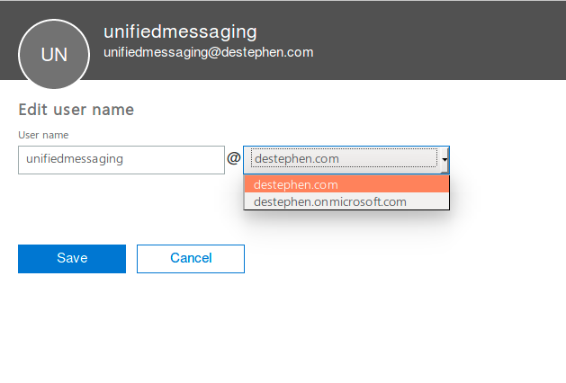 User Account Domain Selection in Office 365