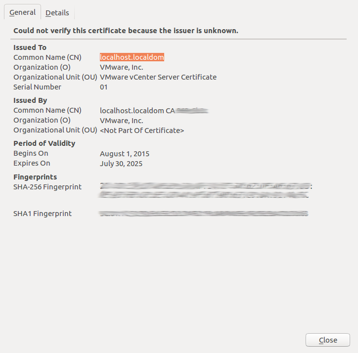 Current Certificate