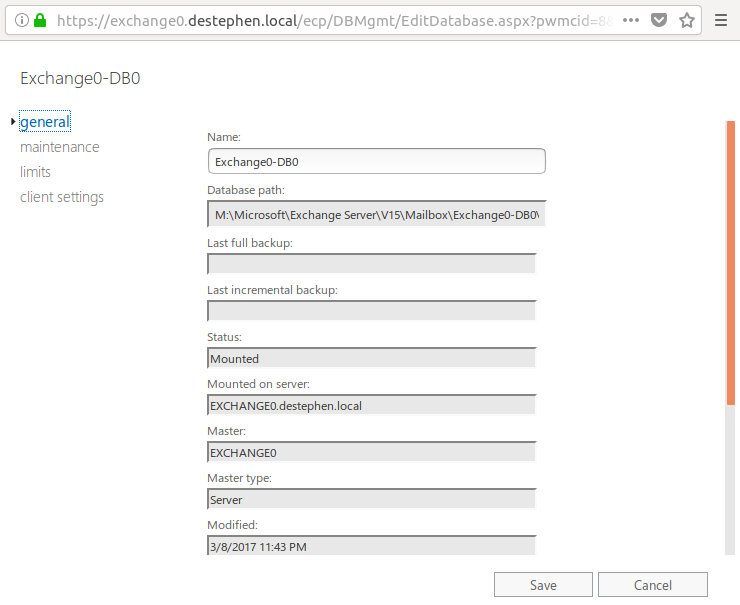 Database Backup Status
