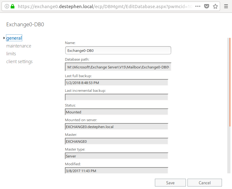 Exchange Backup Status